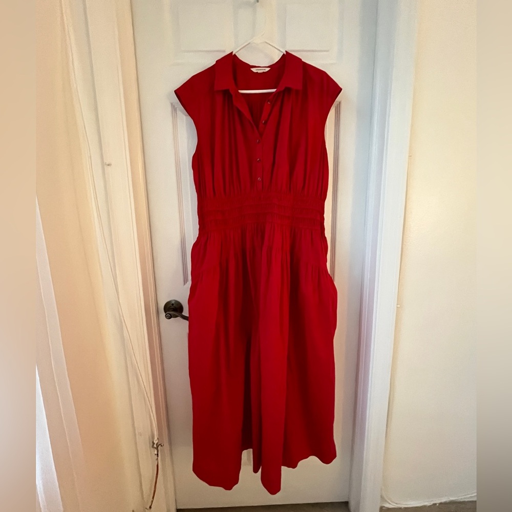 Lucky Brand Smocked Dropped Waist Midi Dress size XL - Picture 3 of 12